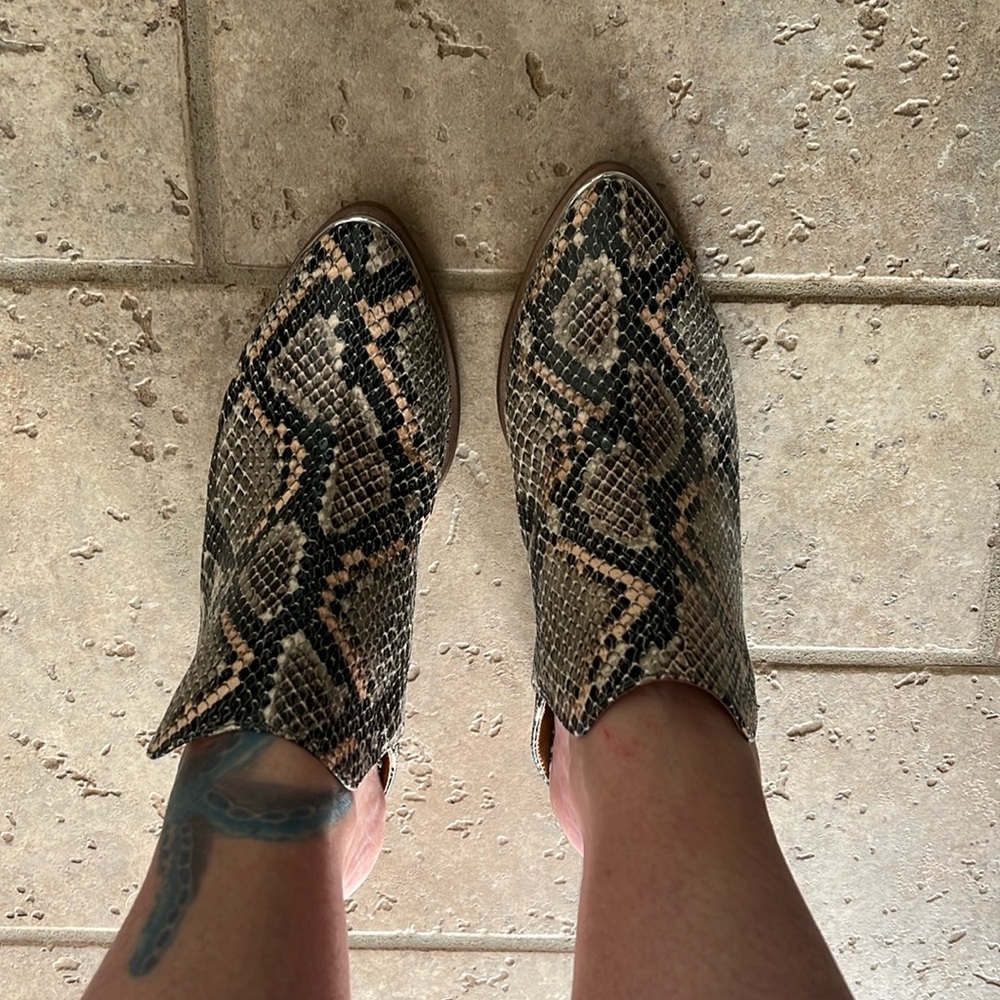 Snakeskin booties